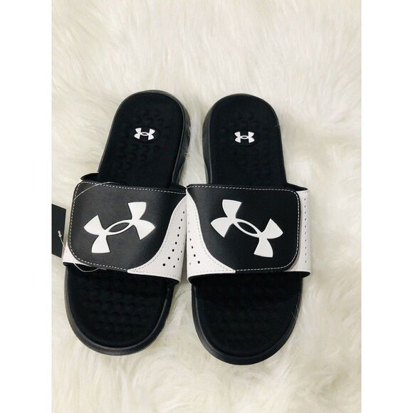 New Under Armour Mens Ignite Pro Slide Athletic Sandals‎  Size 8 Black/White - Picture 1 of 3